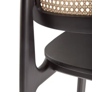 Detail image of the Cane Back Side Chair, in black, showing the cane detail