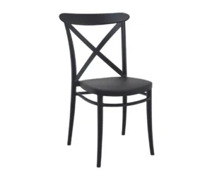 Cross back side chair in Grey - Frontal profile