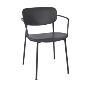 Marple Armchair with a Black Metal Frame and Black Shell