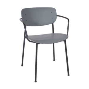 Marple Armchair with a Black Metal Frame and Grey Shell