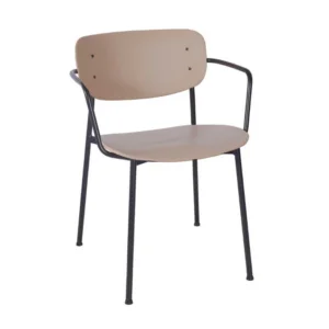 Marple Armchair with a Black Metal Frame and Taupe Shell