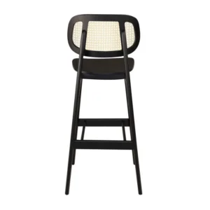 Cane Back Bar Stool in black showing the rear angle